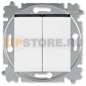 Выключатель двухклавишный, белый/дымчатый чёрный ABB 2CHH590545A6062 