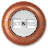 Накладка с суппортом для информационных разъёмов, белый фарфор/натуральное дерево вишня ABB 2CHK291018C4052