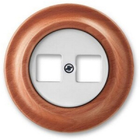 Накладка с суппортом для информационных разъёмов, белый фарфор/натуральное дерево вишня ABB 2CHK291018C4052