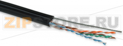 Hyperline UUTP4-C5E-S24-2SW-OUT-PE-BK-500 (UTP4-C5E-SOLID-2SW-OUTDOOR-40-500) (500 м) Кабель витая пара U/UTP, кат.5e, 4 пары (24 AWG), одножильный (solid), с усил. металл.тросом, внешний, PE, -40°C-+60°C, черный- гарантия: 15 лет компонентная 