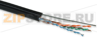 Hyperline UUTP4-C5E-S24-2SW-OUT-PE-BK-500 (UTP4-C5E-SOLID-2SW-OUTDOOR-40-500) (500 м) Кабель витая пара U/UTP, кат.5e, 4 пары (24 AWG), одножильный (solid), с усил. металл.тросом, внешний, PE, -40°C-+60°C, черный- гарантия: 15 лет компонентная 