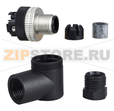 Разъем угловой М12, 4 штыря Schneider Electric XZCC12MCM40B 