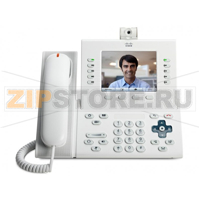 IP-видеотелефон 48 В/DC, 2xGE (PoE), 5 линий, SIP, RJ-45, 640х480 пкс Cisco CP-9951-W-CAM-K9 