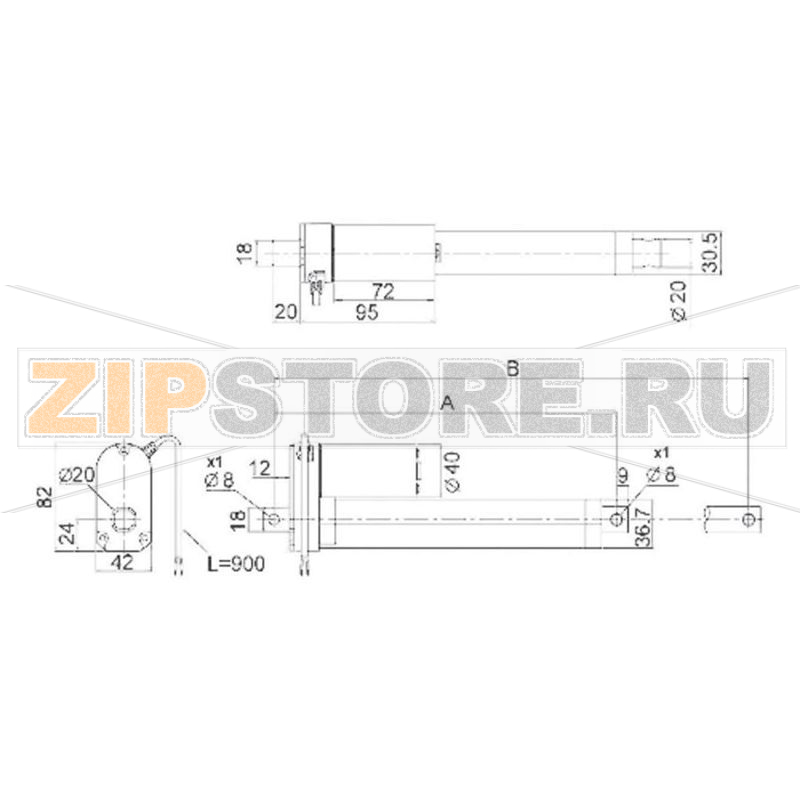 Привод линейный 24 В, электрический, 300 мм, 250 N Drive-System Europe DSZY1-24-10-A-300-IP65 