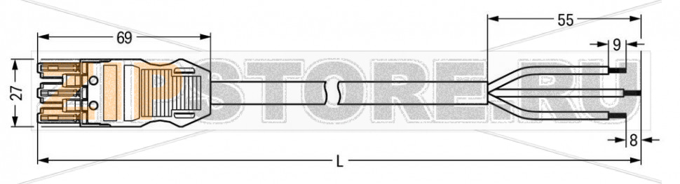 pre-assembled connecting cable; Eca; Socket/open-ended; 3-pole; Cod. A; H05VV-F 3G 1.5 mm; 4m; 1,50 mm; white Wago 771-9993/106-402 Protected against mismating and maintenance-freeAdditional variable coding is possible....