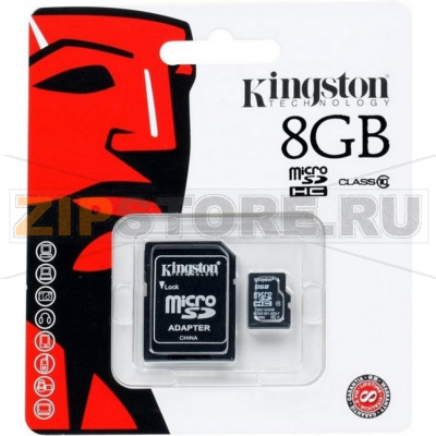 Карта памяти с адаптером 8 Гб, class 10 Kingston SDC10-8GB 