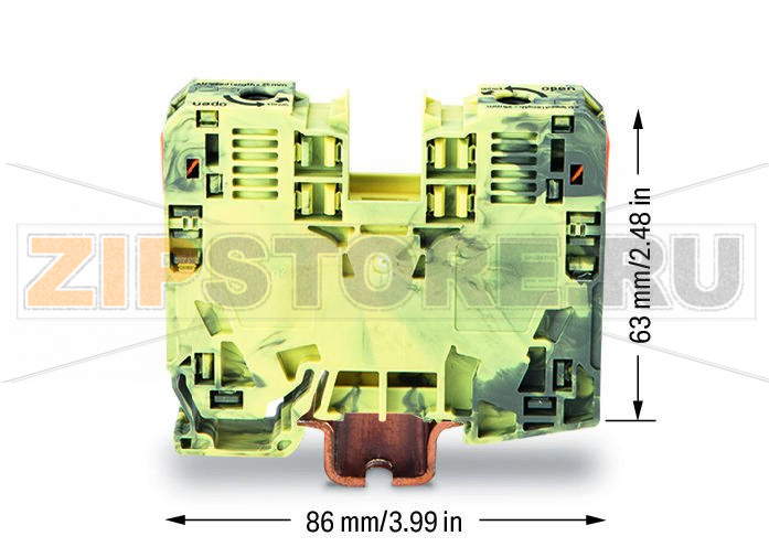 POWER CAGE CLAMP 2-проводные проходные клеммы; 35 мм; боковые маркировочные разъемы; только на рейке DIN 35 x 15; POWER CAGE CLAMP; 35,00 mm; темно-серо-желтые Wago 285-131 