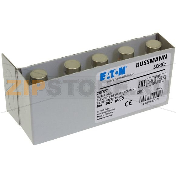 Предохранитель, 20 A, AC 500 В, 100 кА, D2, gL/gG, IEC с задержкой Eaton FUSE-D2 20A T GL/GG 500VA 