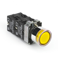 Кнопка управления 230 В, 1НО, IP40, выступающая, желтая Chint NP2-BW1561
