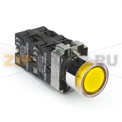 Кнопка управления 230 В, 1НО, IP40, выступающая, желтая Chint NP2-BW1561 