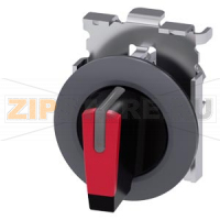 АКТУАТОР ПОВОРОТНОГО ПЕРЕКЛЮЧАТЕЛЯ С ВОЗМОЖНОСТЬЮ ПОДСВЕТКИ, 30MM, КРУГЛ., МЕТАЛЛ МАТОВЫЙ, РУКОЯТКА КОРОТКАЯ ЧЁРНАЯ С КРАСНОЙ ВСТАВКОЙ, ПЛОСКОЕ ФРОНТАЛЬНОЕ КОЛЬЦО, 3 КОММУТАЦИОННЫХ ПОЛОЖЕНИЯ: I>O<II, БЕЗ ФИКСАЦИИ, УГОЛ ПОВОРОТА РУКОЯТКИ 2X45 ГРАД.: 10:30Ч