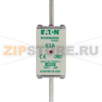 Предохранитель, 63 A, AC 690 В, 120 кА, NH1, aM, IEC Eaton NH FUSE 63AMP 690V aM SIZE1