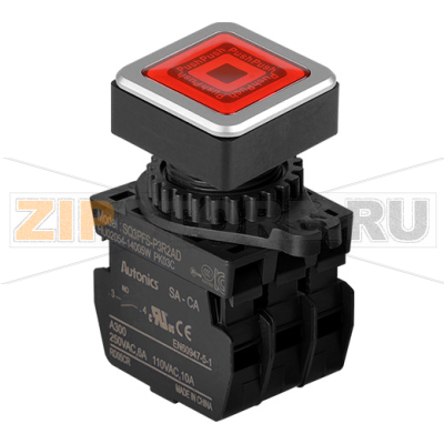 Выключатель кнопочный, головка: квадратная, Ø отверстия: 30 мм Autonics SQ3PFS-P3R2ALM 
