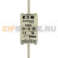 Предохранитель, 100 A, AC 690 В, 120 кА, NH1, gL/gG, IEC Eaton NH FUSE 100AMP 690V gG SIZE 1