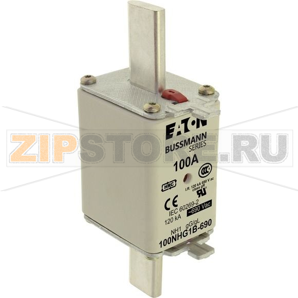 Предохранитель, 100 A, AC 690 В, 120 кА, NH1, gL/gG, IEC Eaton NH FUSE 100AMP 690V gG SIZE 1 