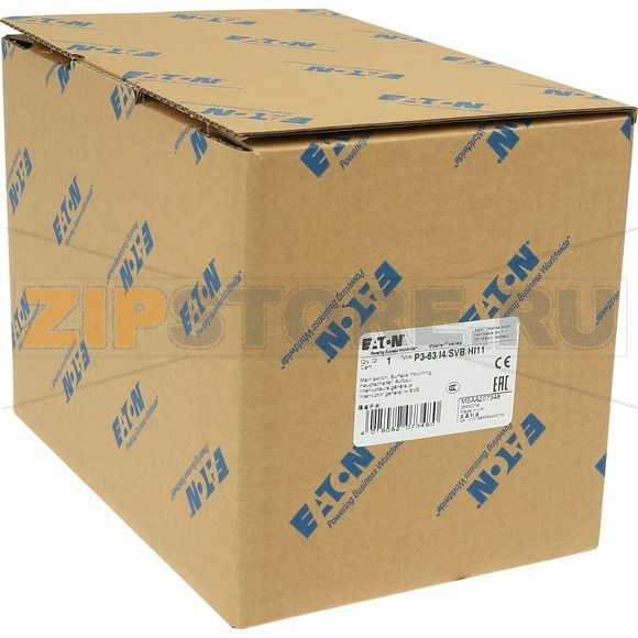 Выключатели главные, P3, 63 A, монтаж на поверхность, 3-полюсн Eaton P3-63/I4/SVB/HI11 