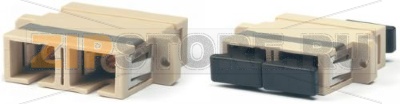 Hyperline FA-P11Z-SC/SC-N/BK-BG Оптический проходной адаптер SC/PC-SC/PC, MM, simplex, корпус пластиковый, бежевый, черные колпачки 