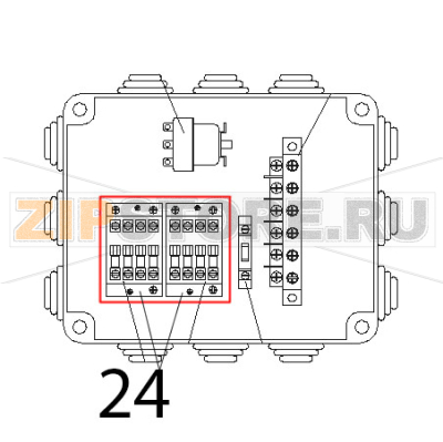 Teleruttore 4P A9/25A ACl 230 V 50 Hz Tecnoinox P81FIE9 Teleruttore 4P A9/25A ACl 230 V 50 Hz Tecnoinox P81FIE9Запчасть на деталировке под номером: 24