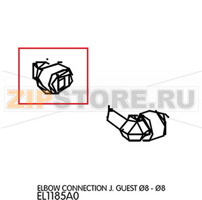 Elbow connection J. Guest Ø8 - Ø8 Unox XBC 605  Elbow connection J. Guest Ø8 - Ø8 Unox XBC 605Запчасть на деталировке под номером: 26Название запчасти на английском языке: Elbow connection J. Guest Ø8 - Ø8 Unox XBC 605