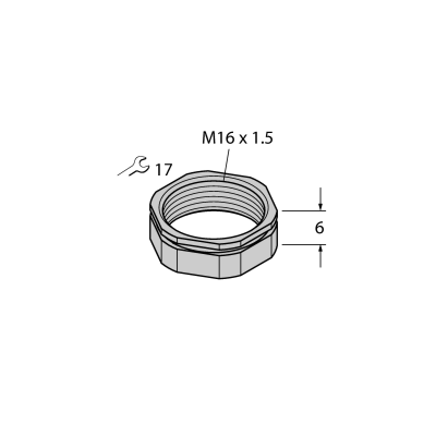 Гайка шестигранная Turck SECHSKANTMUTTER M16X1.5. SW17 