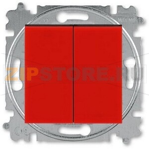 Выключатель двухклавишный, красный/дымчатый чёрный ABB 2CHH590545A6065 