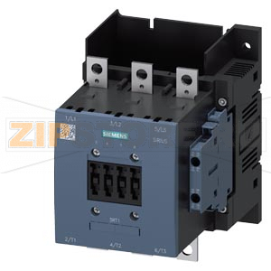 КОНТАКТОР, 250A/AC-1 БЕЗ КАТУШКИ ДОП. КОНТАКТЫ 2НО+2НЗ 3 ПОЛЮСА, ТИПОРАЗМЕР S6 ШИННОЕ ПРИСОЕДИНЕНИЕ Siemens 3RT1456-6LA06 