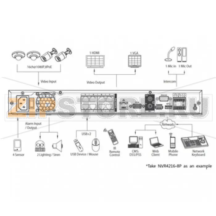 IP-видеорегистратор Dahua NVR4216-8P 