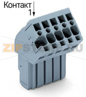 1-проводниковая розетка; угловые; 4 mm; 8-пол.; 4,00 mm; серые Wago 769-108/022-000
