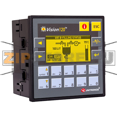 Контроллер 2.4&quot;, 24 В/DC, 8DI, 2AI/DI, 2PT100/TC, 8RO, 2AO Unitronics V120-22-RA22 