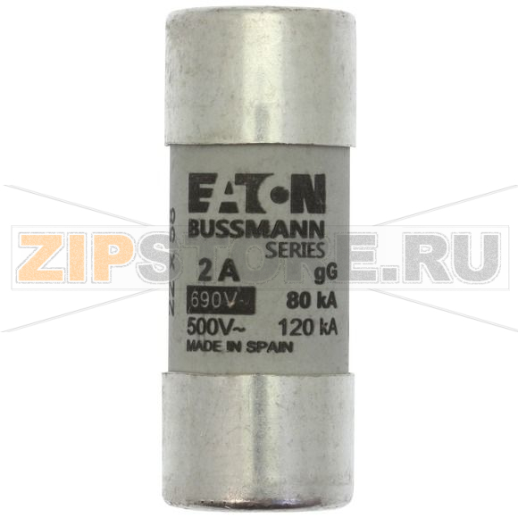 Предохранитель, 2 A, AC 690 В, 80 кА, 22x58 мм, gL/gG, IEC Eaton CYLINDRICAL FUSE 22x58 2A GG 6 
