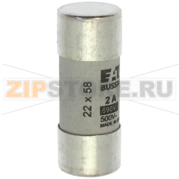 Предохранитель, 2 A, AC 690 В, 80 кА, 22x58 мм, gL/gG, IEC Eaton CYLINDRICAL FUSE 22x58 2A GG 6 