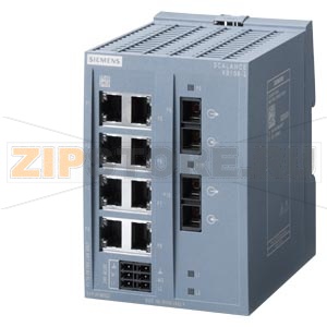 SCALANCE XB108-2 unmanaged IE switch, 8x 10/100 Mbit/s Ports, 2x 100 Mbit/s multimode SC, for setting up small star and line topologies; LED diagnostics,IP20, redundant power supply, 24 V AC/DC Manual available as a download Siemens 6GK5108-2BD00-2AB2 