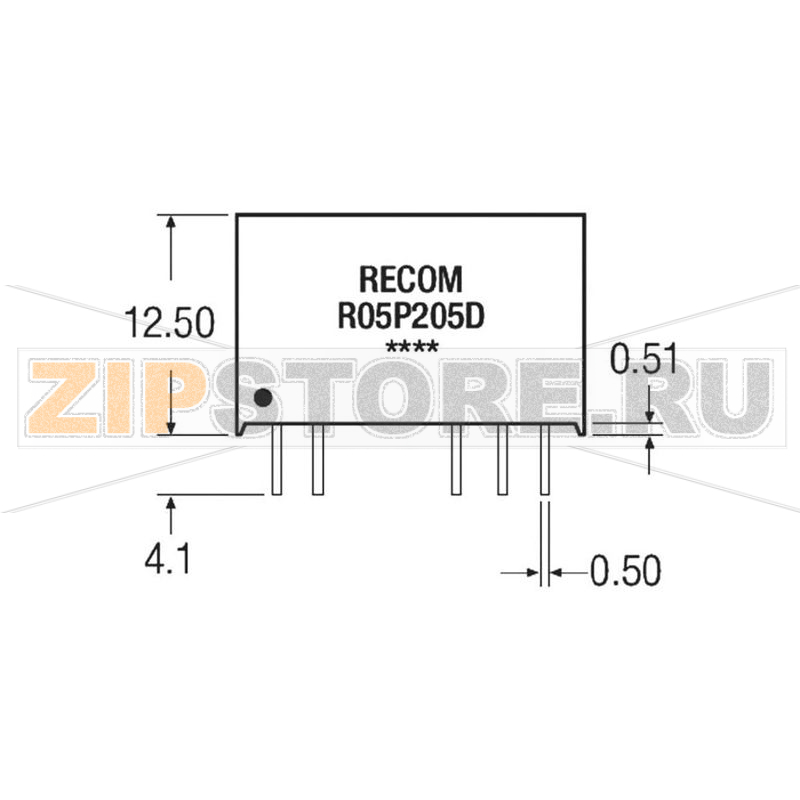 Преобразователь DC/DC, печатный монтаж, 5 В/DC, 15 В/DC, 133 mA, 2 Вт Recom R05P215S/P 