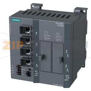 SCALANCE X308-2M;  managed IE switch, compact; 4x 10/100/1000 Mbit/s for RJ45 ports electrical; 2x 100/1000 Mbit/s for 2-port media modules, electrical or optical; LED diagnostics; error signaling Contact; Select/set button; PROFINET IO device; network ma 