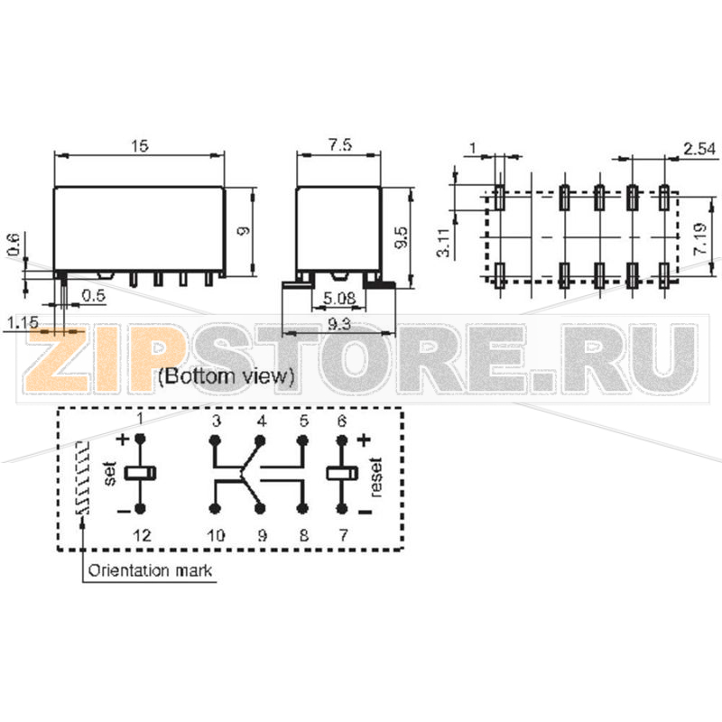 Реле электромагнитное 12 В/DC, 2 А, 1 шт Hongfa HFD3/012-L2S 