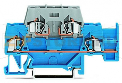 Double-deck terminal block; with additional jumper position on lower level; for DIN-rail 35 x 15 and 35 x 7.5; 2.5 mm?; CAGE CLAMP®; 2,50 mm?; blue/gray Wago 280-532 