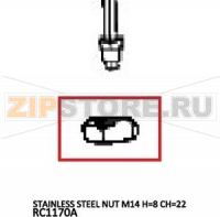 Stainless steel nut M14 H=8 CH=22 Unox XB 695