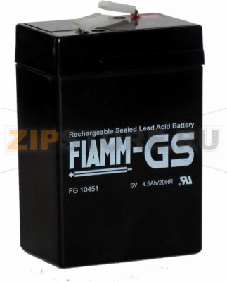 FIAMM FG 10451 Герметичные необслуживаемые аккумуляторы (АКБ) FIAMM FG 10451 Напряжение - 6 В; Емкость - 4.5 Ач; Габариты: длина 70 мм, ширина 47 мм, высота 101 мм, вес: 0,72 кг