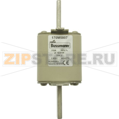 Предохранитель, 350 A, AC 690 В, 200 кА, 55x71x150 мм, aR, DIN, IEC Eaton FUSE 350A 690V DIN 2* AR 