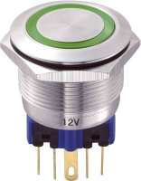 Кнопка антивандальная 250 В/AC, 5 А, 1 x вкл/вкл, без фиксации, IP65, 1 шт TRU Components GQ22-11E/G/12V