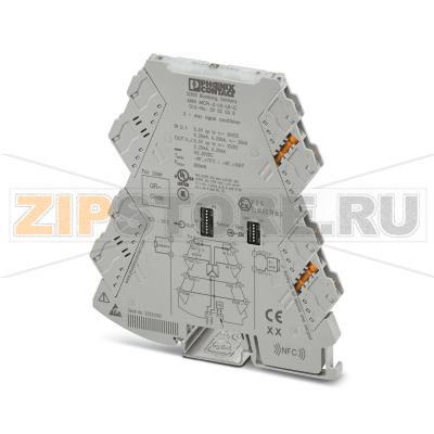 Разделительный усилитель Phoenix Contact MINI MCR-2-UI-UI-C Разделительный усилитель Phoenix Contact MINI MCR-2-UI-UI-CУсилитель с гальванической развязкой трех цепей со штекерными разъемами и калиброванным переключением диапазонов измеренияКонфигурирование: DIP-переключатель, тип подключения: винтовые зажимы