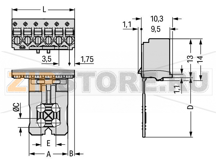 1-проводниковая розетка; Зажимная планка; 1,5; Шаг контактов 3,5 мм; 8-пол.; 1,50 mm; светло-серые Wago 2091-1108 Универсальное соединение всех типов проводниковПростой монтаж одножильных проводников и проводников с наконечником путем вставкиПростая в использовании конструкция не требует применения специальных инструментовВозможность выполнения монтажа как в соединенном, так и в разъединенном состоянииТестирование параллельно вводу проводника - штыревой контактВстроенные фиксаторы препятствуют случайному разъединению...