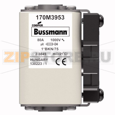 Предохранитель, 80 A, AC 1000 В, 150 кА, size 1, 43x61x74 мм, aR, IEC UL Eaton FUSE 80A 1000V 