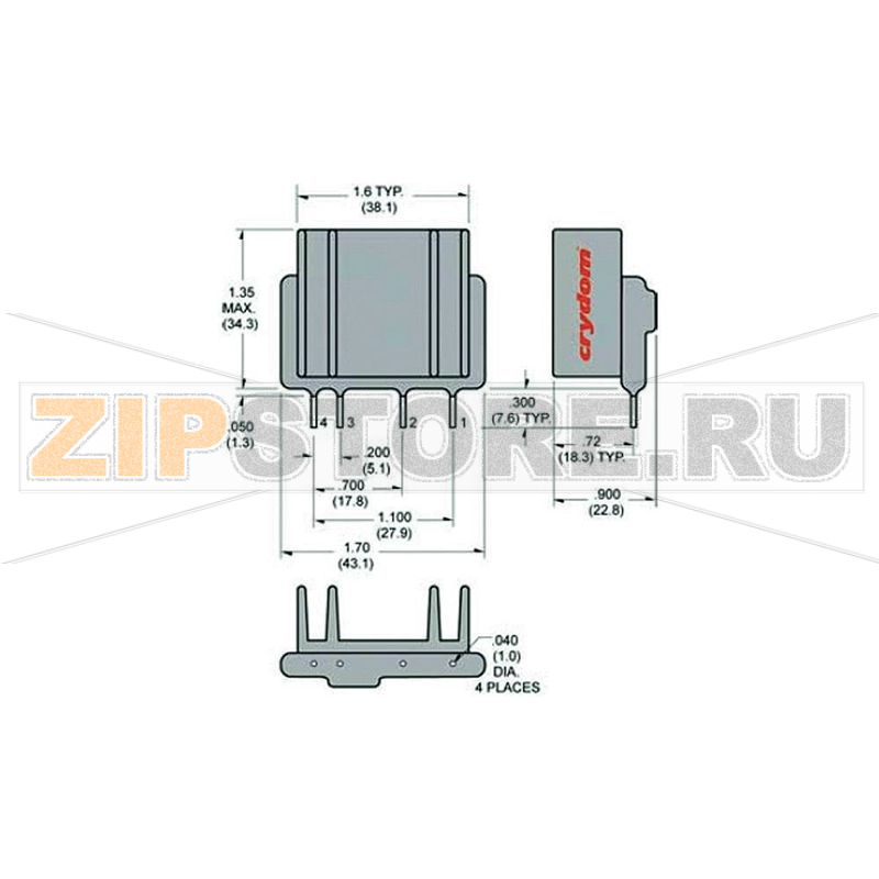Реле твердотельное 25 А, 530 В/AC, 1 шт Crydom PF380D25 