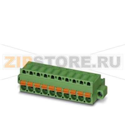 Вилочная часть Phoenix Contact FKC 2,5/11-STF Номинальный ток: 12 А, Расчетное напряжение (III/2): 320 В, Полюсов: 11, Размер шага: 5 мм, Технология подключения: Пружинные зажимы, Цвет: зеленый, Поверхность контакта: олово.Минимальный заказ: 50 шт.Упаковка: 50 шт.