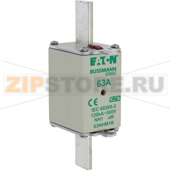 Предохранитель, 63 A, AC 500 В, 120 кА, NH1, aM, IEC Eaton NH FUSE 63AMP 500V AM SIZE 1 