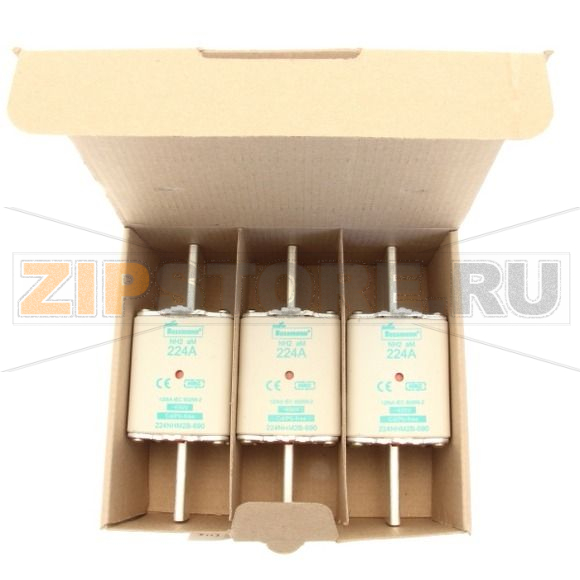 Предохранитель, 224 A, AC 690 В, 120 кА, NH2, aM, IEC Eaton NH FUSE 224AMP 690V aM SIZE 2 