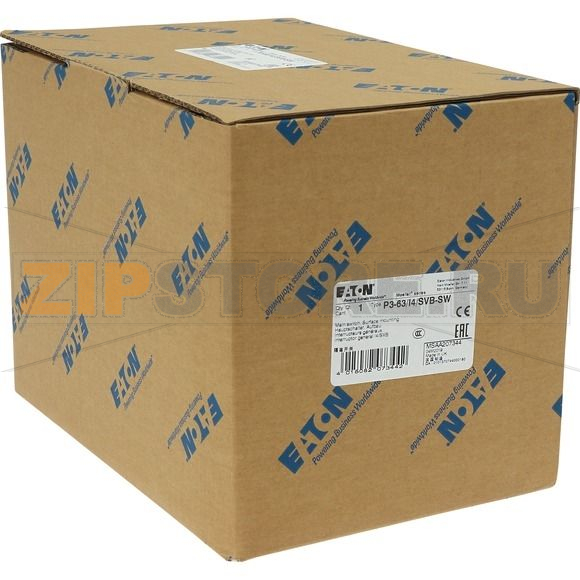Выключатели главные, P3, 63 A, монтаж на поверхность, 3-полюсн Eaton P3-63/I4/SVB-SW 
