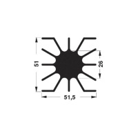 Радиатор для светодиодов 2.4 К/Вт, 51x51x10 мм Fischer Elektronik SK 46 10 SA