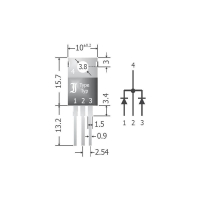 Сборка диодная 20 А, общий катод, корпус: SIP-3 Diotec SBCT2040